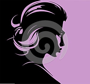 An Elegant and Sophisticated Girl Profile in Vector Form