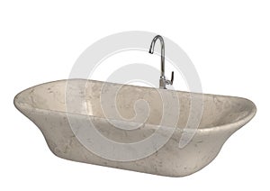 Elegant spa marble bathtub isolated over white background