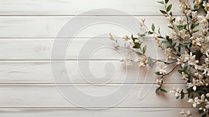 Elegant Spring Flowers On White Wood Background