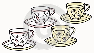 Elegant Stack of Tea Cups and Saucers, vector design Generative AI