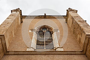 Elegant stained glass window in the building attached to San I