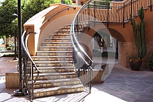 Elegant staircase in sunlight