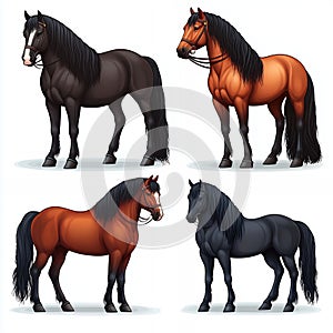 Elegant Stallion Horse Breeds Brown Black Majestic Animals Powerful Strong Art Web Farm Card Mane photo