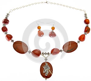 Elegant Stone Jewelry on White Background