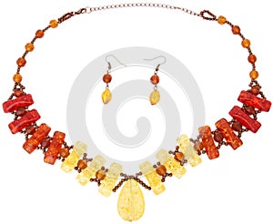 Elegant Stone Jewelry on White Background