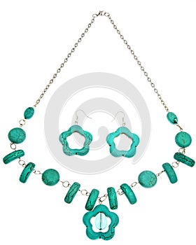 Elegant Stone Jewelry on White Background