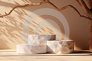 Elegant Stone Product Podium Mockup Minimal Scene for Social Media Banners, Promotions, and Cosmetic Showcases. created with