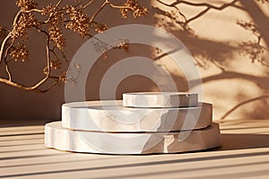 Elegant Stone Product Podium Mockup Minimal Scene for Social Media Banners, Promotions, and Cosmetic Showcases. created with