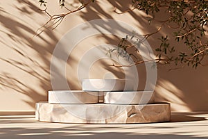 Elegant Stone Product Podium Mockup Minimal Scene for Social Media Banners, Promotions, and Cosmetic Showcases. created with