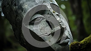 Elegant Stone Sculpture In A Forest: A Cubist Faceting Masterpiece photo