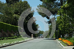 Elegant street in Bel-Air, California