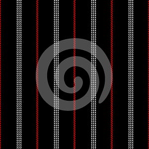 Elegant stripe pattern in black, red, white. Seamless abstract geometric textured vertical stripes for spring, summer, autumn.