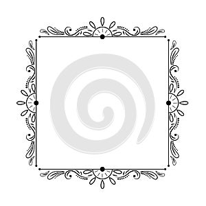 Elegant stylish black vintage square frame