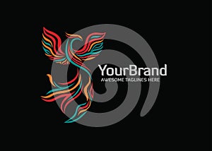 Elegant stylized phoenix logo with Modern color