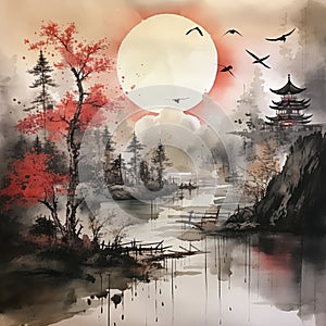 Elegant Sumi-e Painting