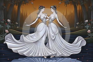 Elegant swan maidens enchanting with their graceful dance - Generative AI