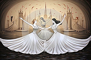 Elegant swan maidens enchanting with their graceful dance - Generative AI