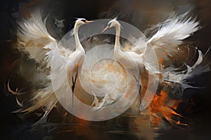 Elegant swan maidens enchanting with their graceful dance - Generative AI