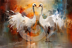 Elegant swan maidens enchanting with their graceful dance - Generative AI