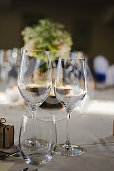 Elegant table arrangement and catering at wedding reception