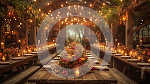 Elegant Table Decorated With Candles and Flowers