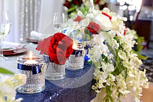 Elegant Table with Flowers and Candles