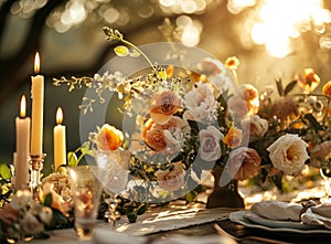 an elegant table full of flowers and candles