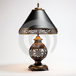 Elegant Table Lamp With Dramatic Shadows In Black And Bronze