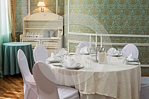 Elegant table in a restaurant decorated for a