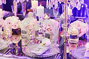 Elegant table set for an event party or wedding reception
