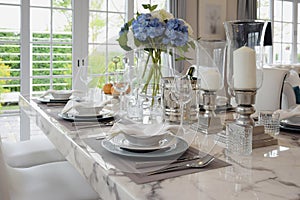 Elegant table set in vintage style dining room