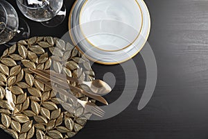 Elegant table setting and space for text