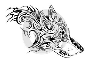 Elegant tattoo of the wolf