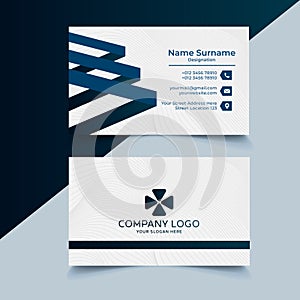 Elegant Template Luxury Business Card. Whtie Background and Navy blue abstract geometric shapes vector. photo
