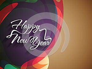 Elegant text design of happy new year on colorful