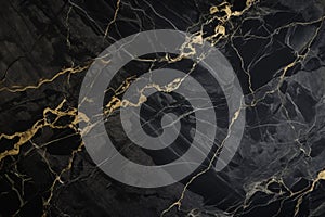 Elegant textured black marble background with gold and white