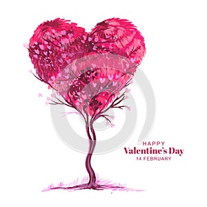 Elegant tree heart shape valentines day holiday background