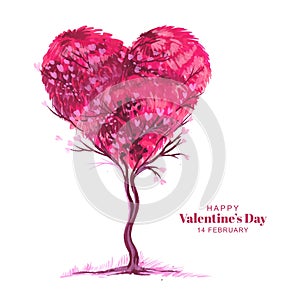 Elegant tree heart shape valentines day holiday background