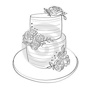 Elegant Two-Tier Wedding Cake Design With Floral Decorations