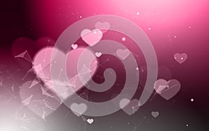 Elegant Valentines Day Background Blurred Bokeh Pink Heart Shapes Modern Copy Space