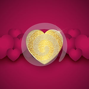 Elegant valentines day background with gold hearts