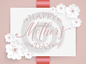 Elegant vector Happy Mothers Day card. Vector invitation card with background and frame with flower elements and