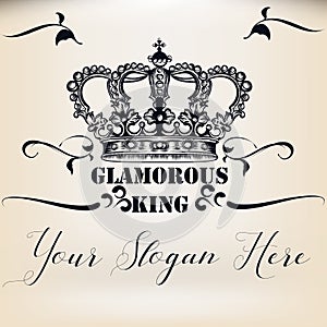 Elegant vector invitation card with king crown