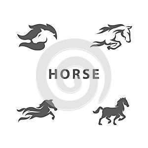 Elegant Vector Set Illustration Mustang Horse Inspiration Design Concept Black on White
