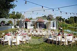 An elegant venue for an open air wedding party