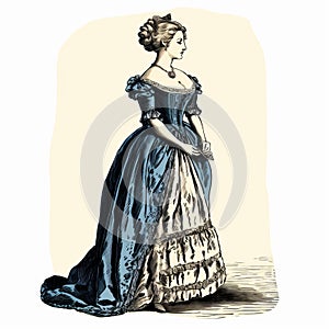 Elegant Victorian Lady In Historical Illustration Style