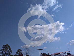 An elegant view of blue sky with some white clusters of white clouds