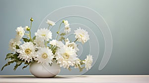 Elegant Vignette: White Flowers In A Vase - 8k Larme Kei Vanitas Photography