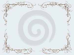 Elegant vintage border frame. Decorative element in the style of vintage engraving with Baroque ornament photo