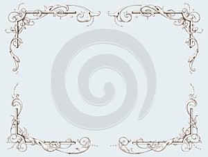 Elegant vintage border frame. Decorative element in the style of vintage engraving with Baroque ornament